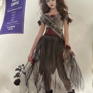Prom Queen Corpse Kids Costume - Gray and Red